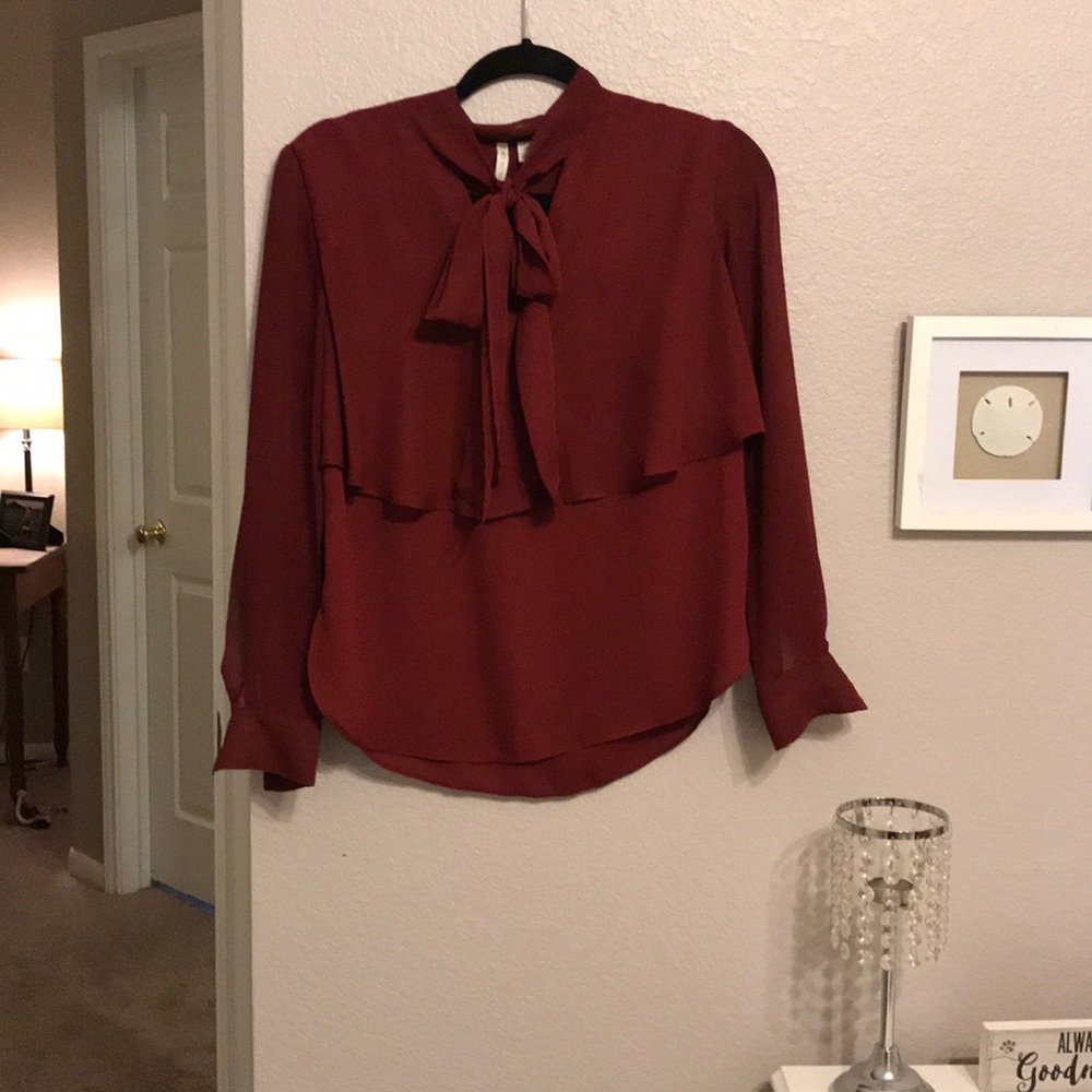 Sheer maroon blouse